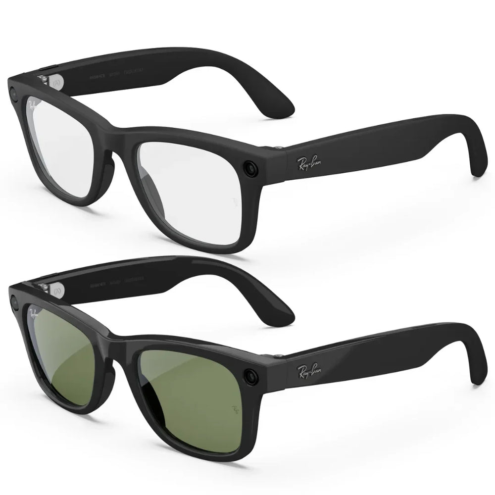 Ray Ban Meta Wayfarer | Lentes Inteligentes con Camara, Audio y Bluetooth (Gen 2) Negro brillante con lentes transparente a verde