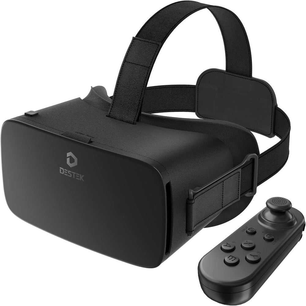 Gafas de realidad virtual V5 para teléfono con controlador, lentes HD con protección contra ojos azules, campo de visión de 110°, compatibles con iPhone 17/16/15/14/13/12/11, Samsung y Android - Negro