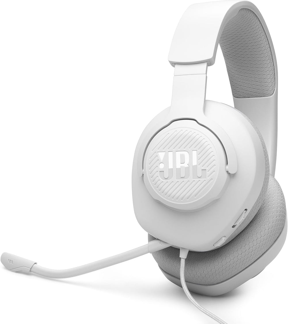 Quantum 100M2 - Wired Over-Ear Gaming Headset with Omnidirectional, Detachable Mic with Mute Option and Fabric-Covered Memory Foam Ear Cushions, Compatible with All Platforms (White)