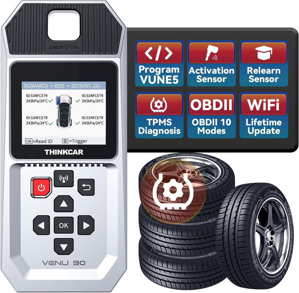 THINKTPMS VENU90 TPMS OBD2 Scanner Diagnostic Tool, Activate/Read/Learn TPMS Sersor, Programming /MUCAR Sensors(315/ 433Mhz) Only,No App Needed, Lifetime Wi-Fi Upgrades