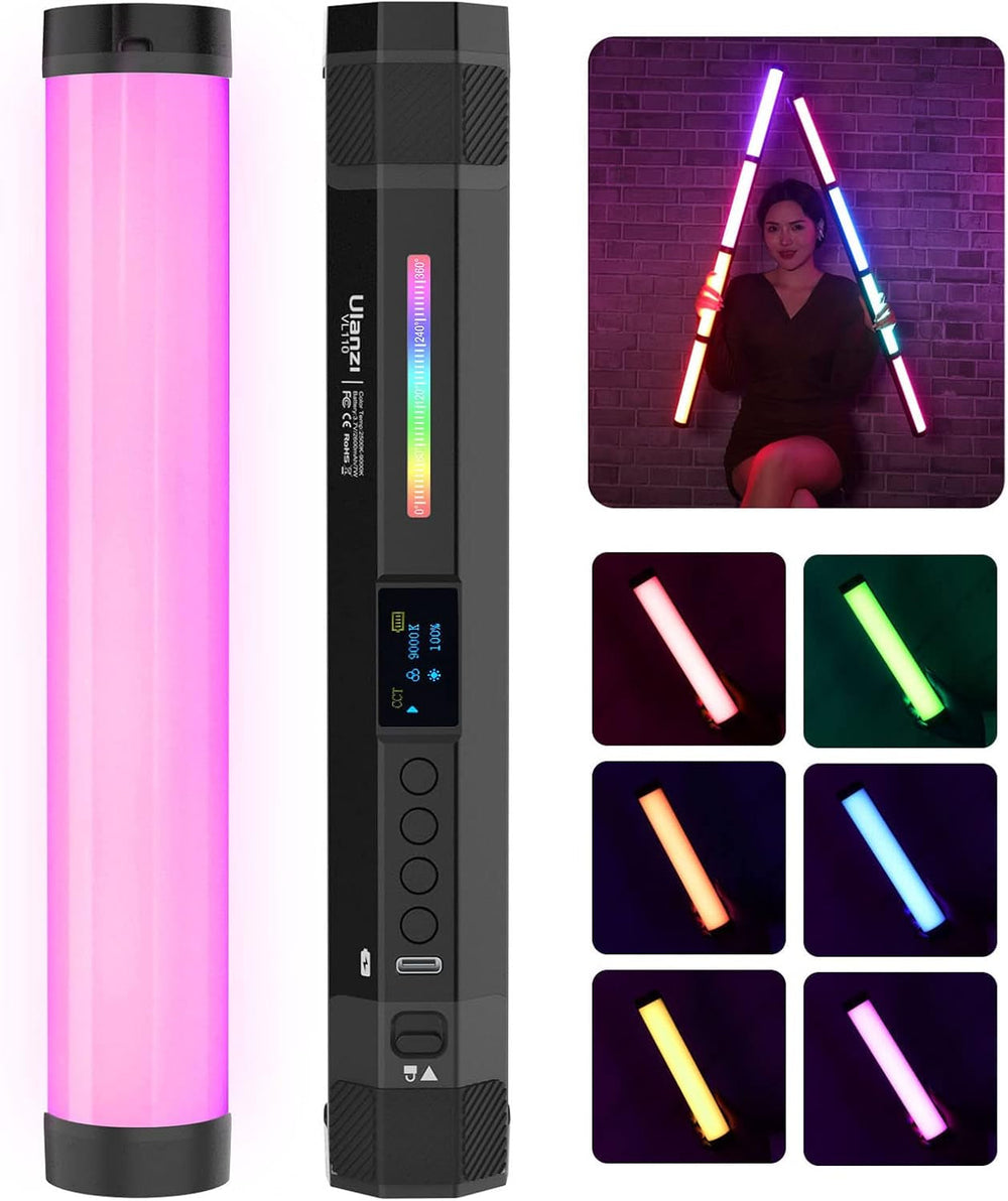 ULANZI VL110 RGB Light Wand, Handheld Light Stick Camera LED Video Tube Light Bar, 2500-9000K Dimmable, 2600mAh Battery CRI 95+ with Magnetic Attraction for Photography Vlog TIK Tok