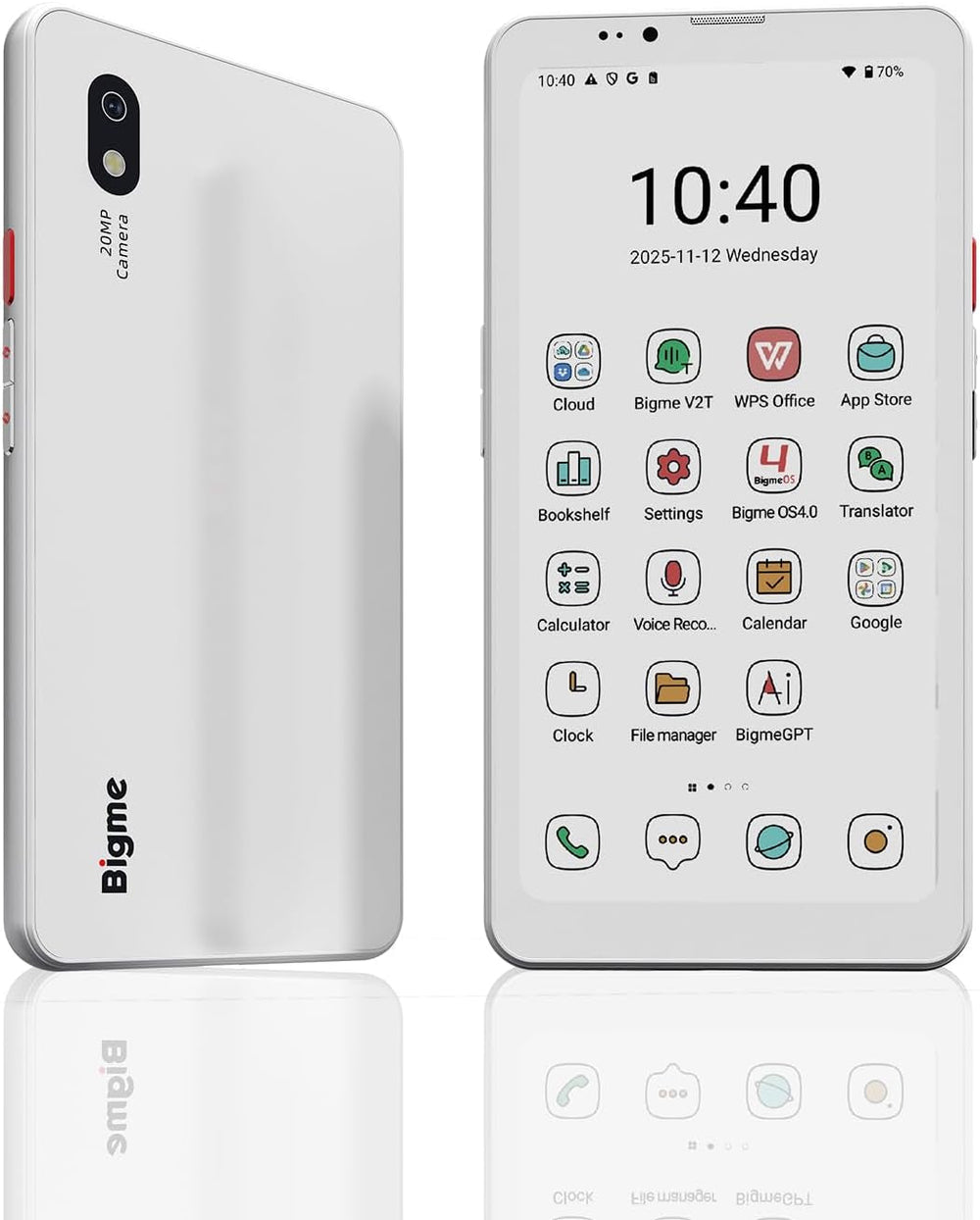 Hibreak Pro Color Epaper Phone, 8+256 GB 5G Smart Phone, Android 14 OS Ebook Reader, White (White) (Copy)