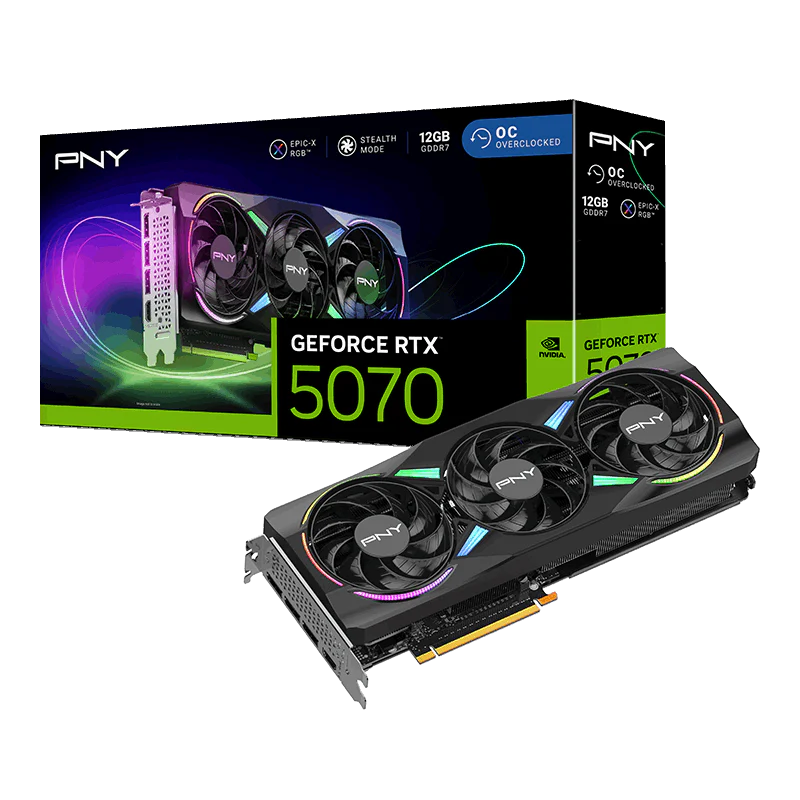 PNY GeForce RTX 5070 12GB ARGB Overclocked Triple Fan GPU