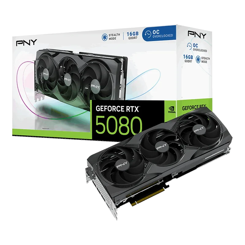 PNY GeForce RTX 5080 16GB Overclocked Triple Fan GPU