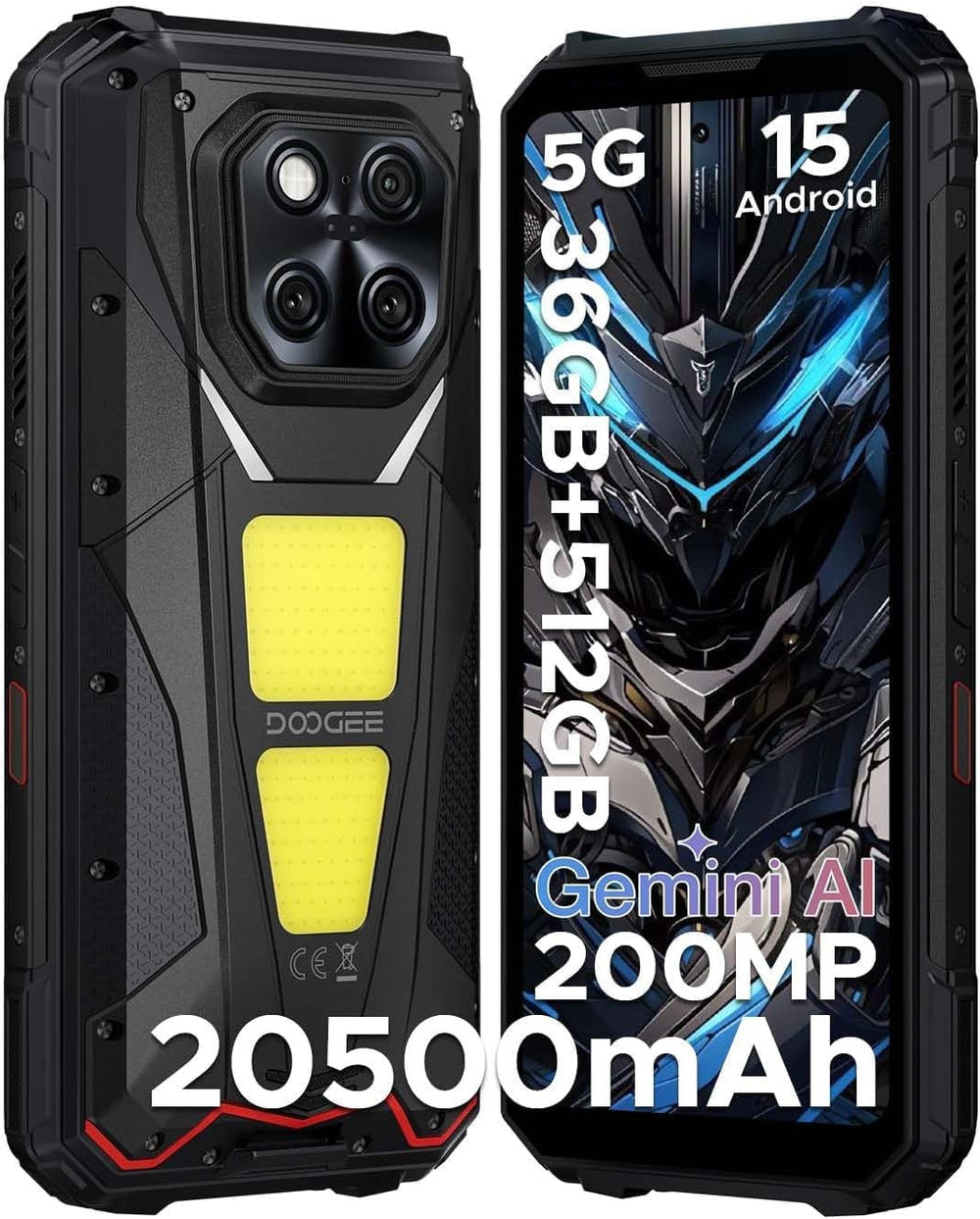 DOOGEE V MAX Play 5G Version Global  Celular Indestructible con Proyector y Batería 20500mAh | 36GB RAM + 512GB, 200MP de Camara