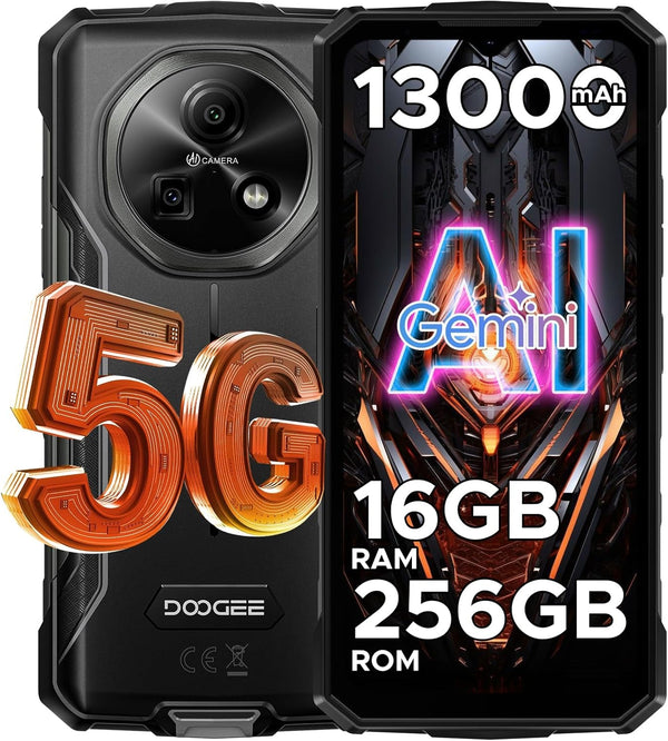 DOOGEE Fire 7 (2025) 5G Version Global - Celular Indestructible con Batería 13000mAh | 16GB+256GB