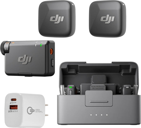DJI Mic Mini (2 TX + 1 RX): Ultralight Wireless Microphone with Charging Case (48H Battery Life) and Noise Cancellation