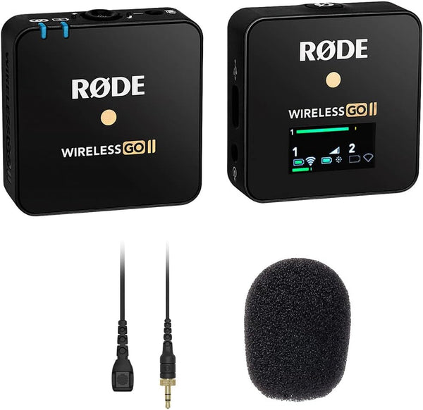 Wireless GO II Single Compact Digital Wireless Microphone System and Recorder (WIGOIIS) Bundle Lavalier II Omnidirectional Lavalier Mic and 3-Pack Foam Windscreen
