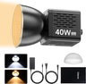 40W Pro Portable LED Video Light with DC Power Adapter, 3400Mah Build-In Battery Metal Mini Dual Color Temperature COB Continuous Output Lighting Handheld Spotlight 2500K-6500K for Video