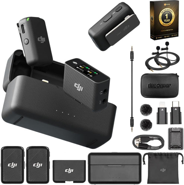DJI Wireless Microphone and Audio Recorder Kit with 2 Lavalier Mics, Deco Gear 7" Hard Case, and CPS Protection