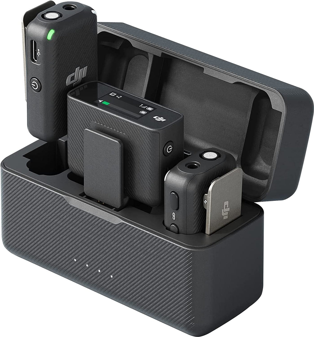 DJI Mic (2 TX + 1 RX): Wireless Lavalier Microphone for Interviews, with ANC, 250m Range, and 15-Hour Battery Life