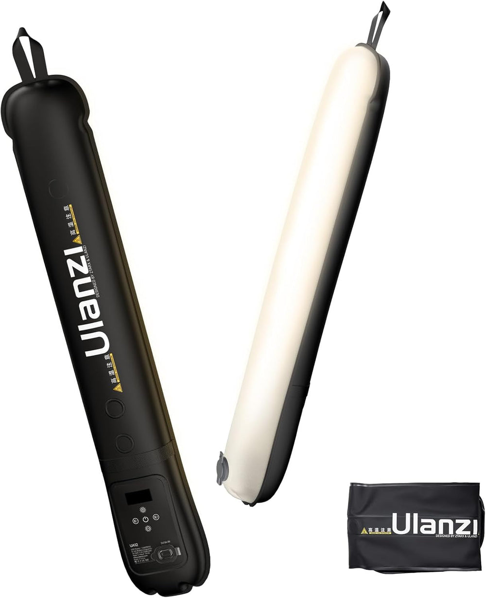 UA12 Bi-Color Inflatable Tube Light, Foldable LED Video Light for Photography, 2700K-6500K, 12W 2500mAh Rechargeable Photography Light Bar 1/4" Mount LED Lighting Wand Stick for Video Shooting