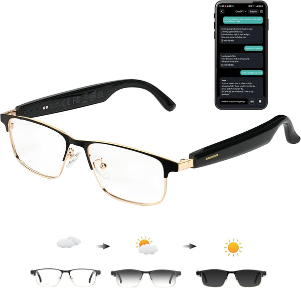 Smart glasses with AI translation, chat, GPT, and Bluetooth Deepspeek
