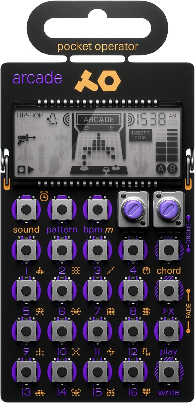 Pocket Operator PO-20 Arcade, Synthesizer and Sequencer, with Parameter Locks, Chord Control and Punch-In Effects