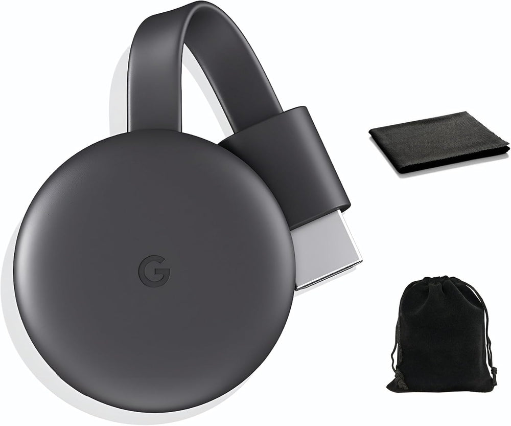 Chromecast - HDMI Streaming Device - Stream Shows, Music, Photos, and Sports from Your Phone to Your TV, Includes Case and Cleaning Cloth (Japanese Version) - US Compatible