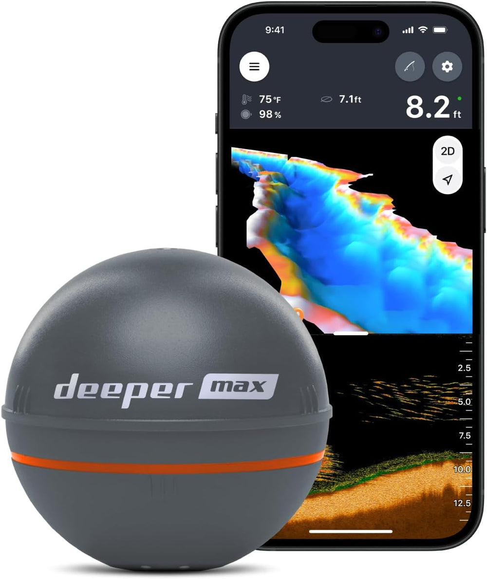 Deeper Sonda de Pesca MAX CHIRP+ 2 – Sonar Inteligente con GPS, Tecnología CHIRP y Batería 15h (Tope de Gama)