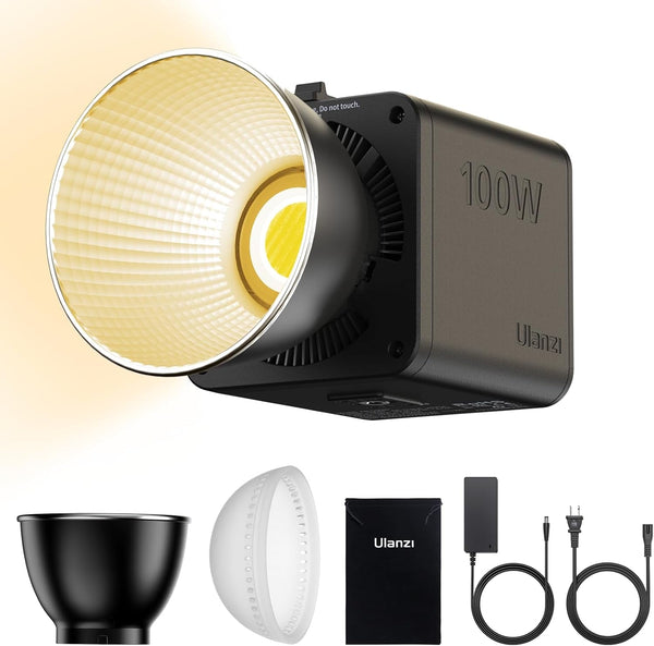 100W Bi-Color Portable LED Video Light W DC Power Adapter, 111Wh Build-In Battery Metal Mini Adjustable Color Temperature COB Continuous Output Lighting Handheld Spotlight 2700K-6500K for Video