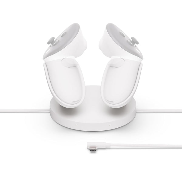 Compact Quest Charging Dock — Compatible with Quest 3/3S — Extended Headset Charging Cable — Wireless Charging for Touch Controllers and More