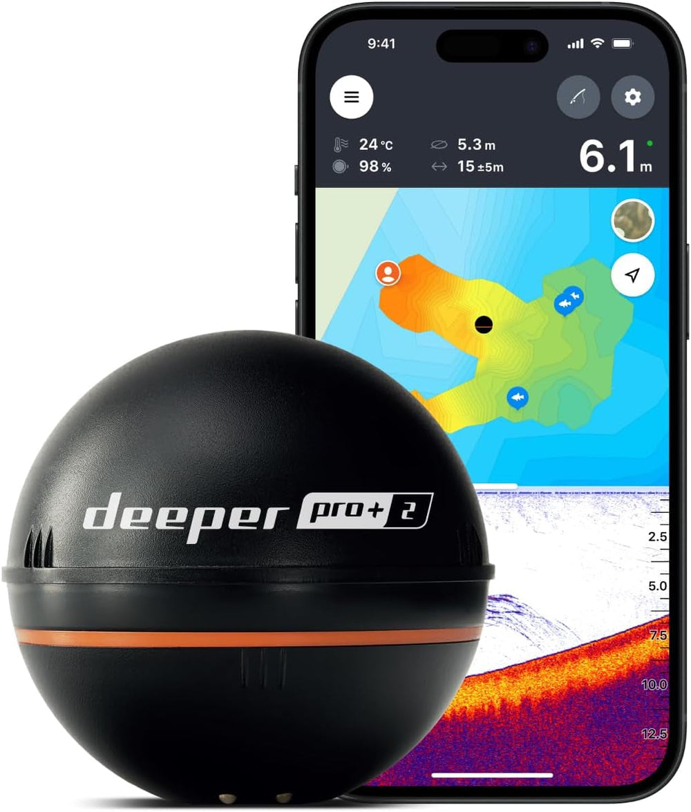Deeper PRO+ 2 Fish Finder – Integrated GPS, Shoreline Mapping, and 3 Sonar Beams