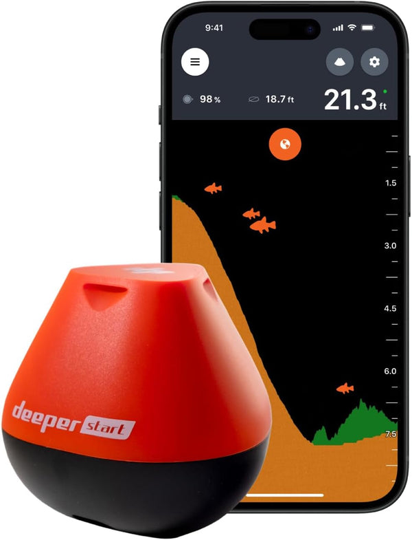 Deeper START Wireless Fish Finder – Wi-Fi Connection, 50m Range and Mobile App (Ideal for Shore Fishing)