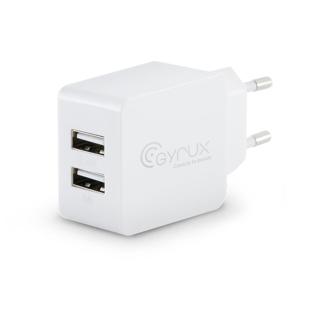 Cargador de pared Dual USB-A - 2.4 amp + 1 amp - GYRUX