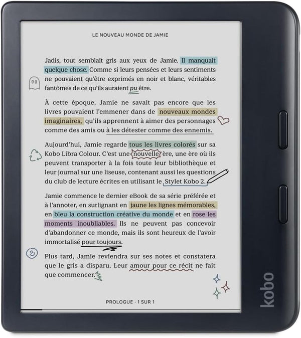 Kobo Libra Colour E-reader: 7” E-reader with Color E Ink Kaleido™ 3 Screen, Waterproof, and Audiobooks