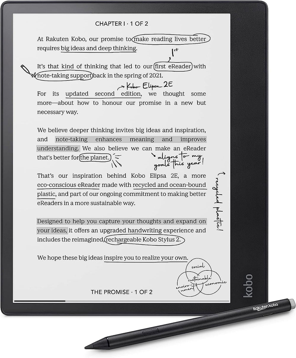 KOBO Elipsa 2E 10.3" E-reader for Notes, with Stylus 2, Comfortlight PRO - 32GB