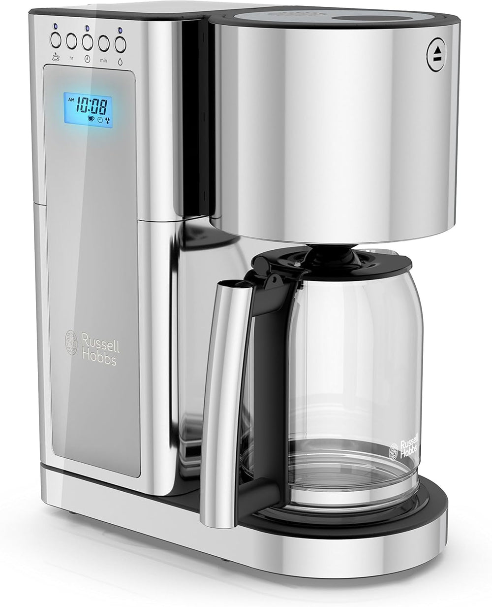 Russell Hobbs Glass Series Silver Coffee Maker | Programmable 8 Cups