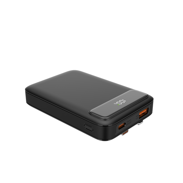 GYRUX - Portable Power Bank with LCD Display, Type-C and Lightning Cable, P66L 10,000 mAh with PD 20W QC 22.5W