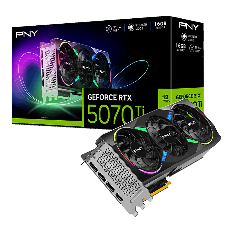 PNY GeForce RTX 5070Ti 16GB ARGB Overclocked Triple Fan GPU